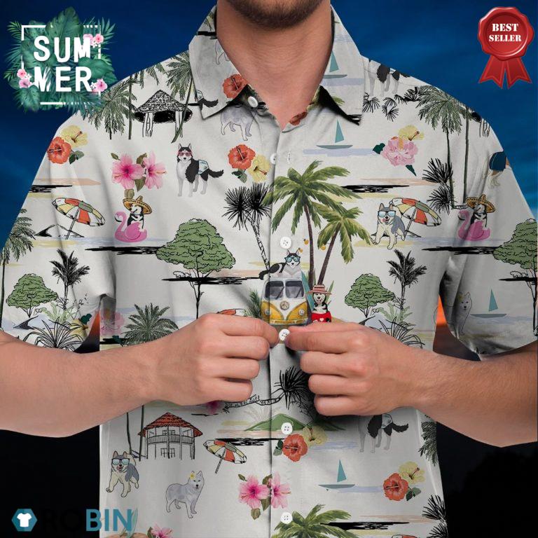 Husky Hawaiian Shirt Hawaii Beach Retro