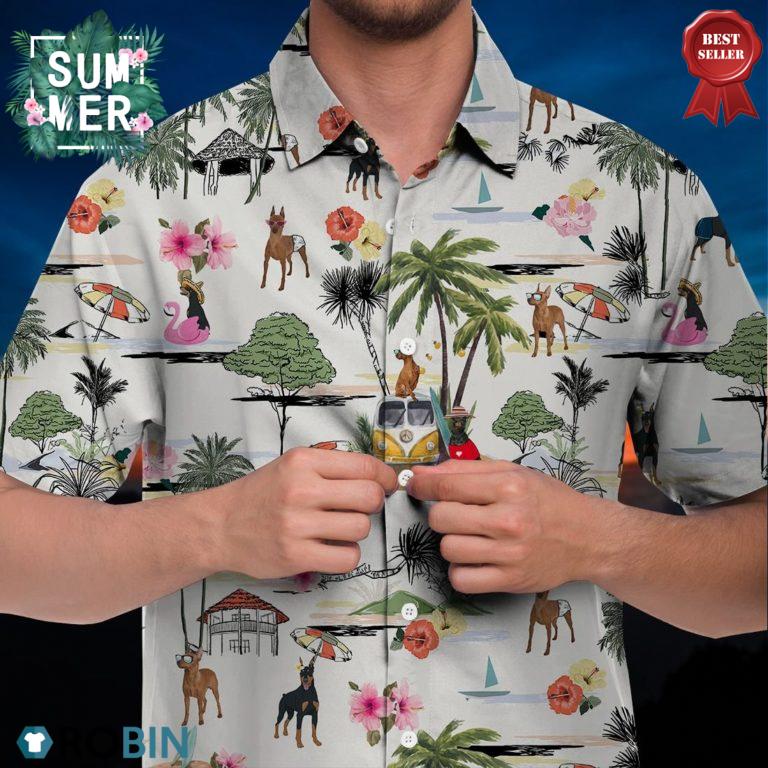German Pinscher Hawaiian Shirt Hawaii Beach Retro