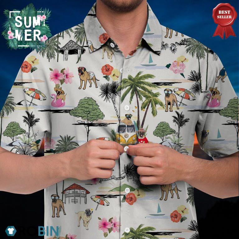 English Mastiff Hawaiian Shirt Hawaii Beach Retro