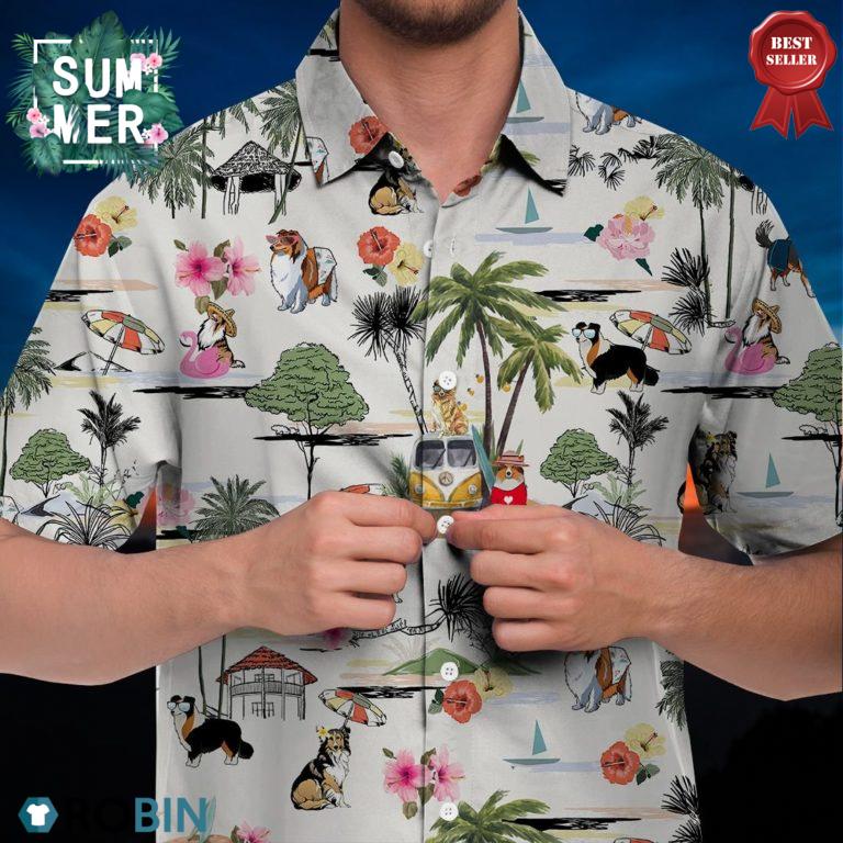 Collie Hawaiian Shirt Hawaii Beach Retro