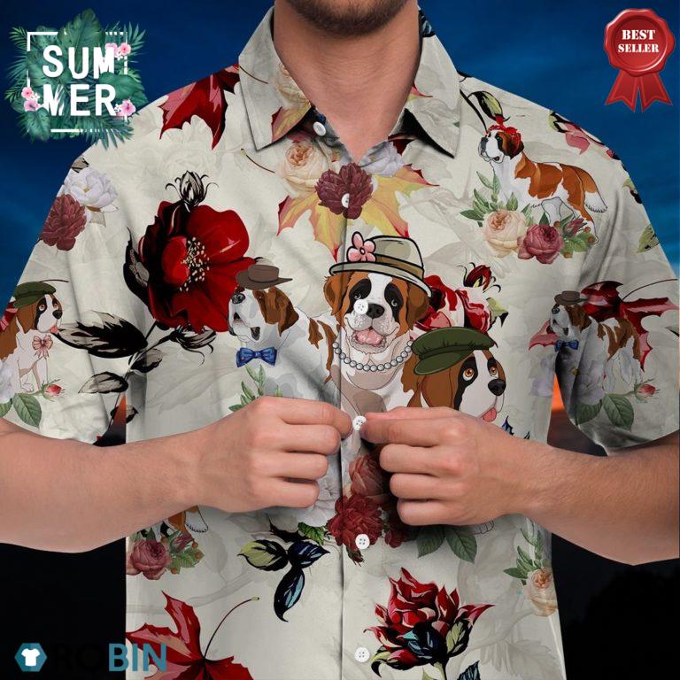 St Bernard Hawaiian Shirt, Beach Shirt