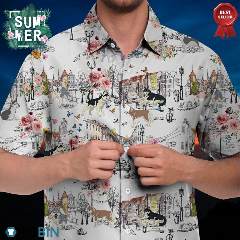 Siberian Husky Hawaiian Shirt