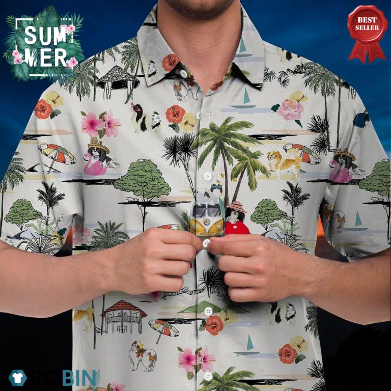 Japanese chin Hawaiian Shirt Hawaii Beach Retro