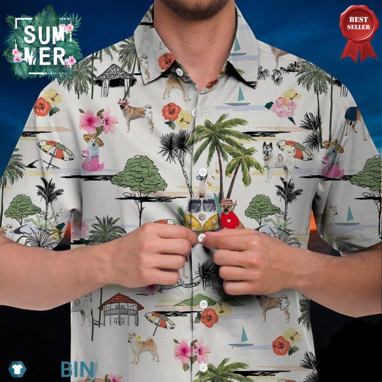 Norwegian Buhund Hawaiian Shirt Hawaii Beach Retro