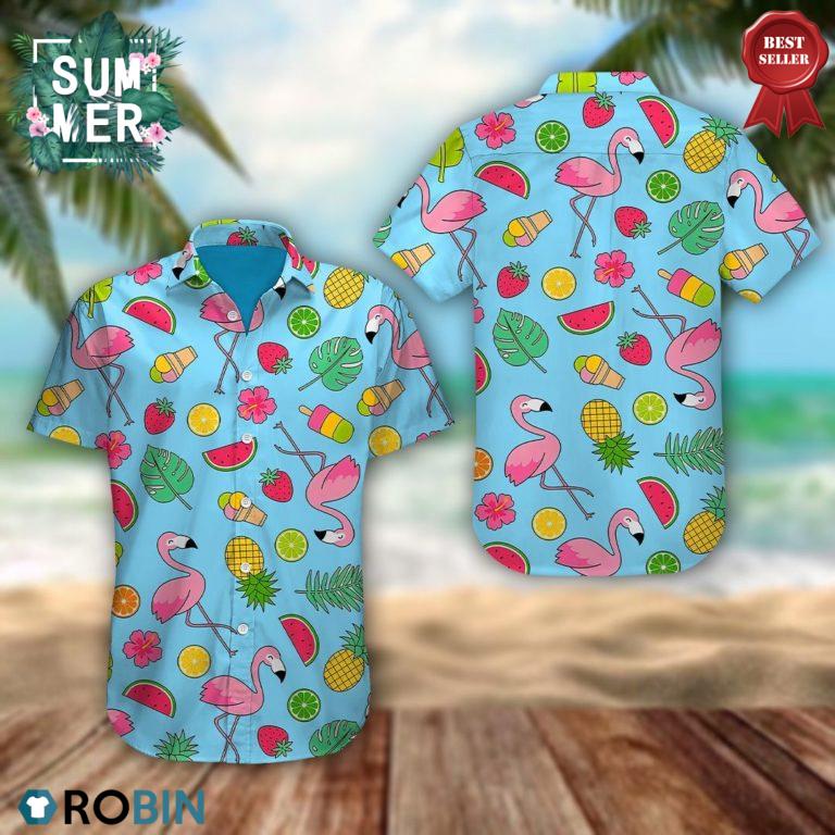 3D Flamingo Aloha Shirt