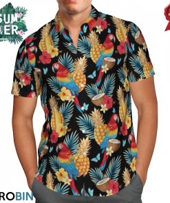 Summer Macaw And Fruits Hawaiian Shirt