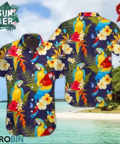 Summer Macaw And Flowers Hawaiian Shirt