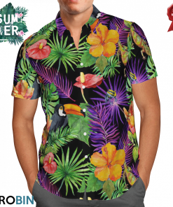 Tropical Toucan bird, Gecko Hawaiian Shirt