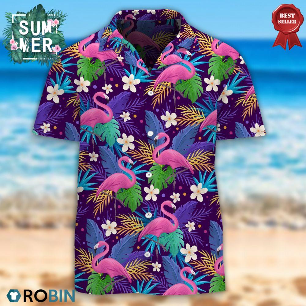 Tropical Flamingo Hawaiian Shirt - RobinPlaceFabrics