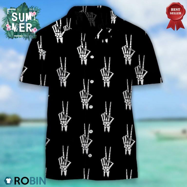Skeleton Hand With Rings Hawaiian Shirt