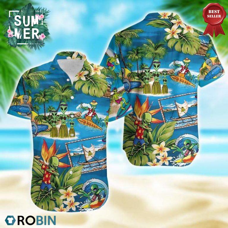 Alien Summer Tropical Hawaiian Aloha Shirt