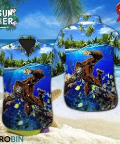 Bigfoot Diving Hawaiian Aloha Shirt