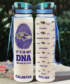 Custom Baltimore Ravens in My DNA Water Tracker Bottle