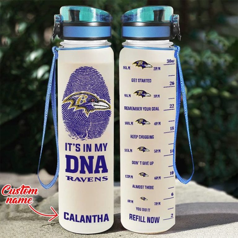 Custom Baltimore Ravens in My DNA Water Tracker Bottle