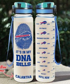 Custom Buffalo Bills in My DNA Water Tracker Bottle Custom Buffalo Bills in My DNA Water Tracker Bottle