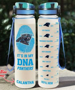 Custom Carolina Panthers in My DNA Water Tracker Bottle