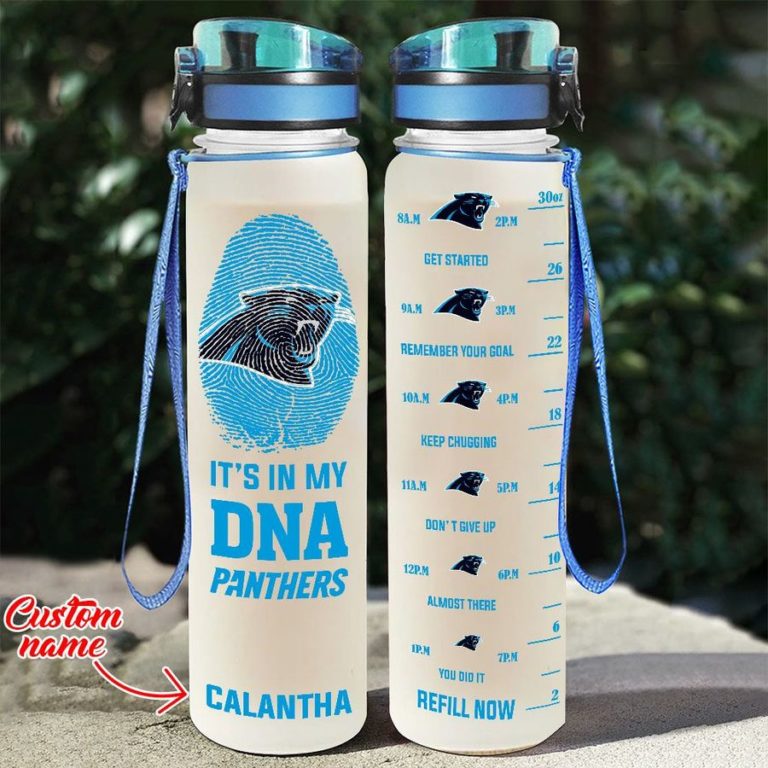 Custom Carolina Panthers in My DNA Water Tracker Bottle