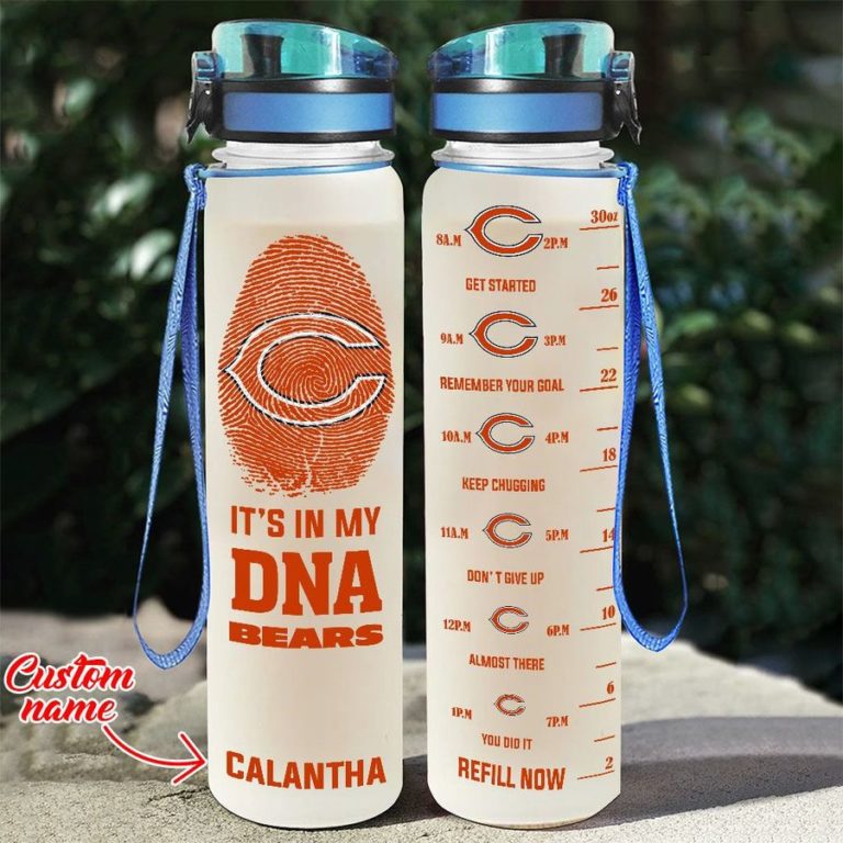 Custom Chicago Bears in My DNA Water Tracker Bottle
