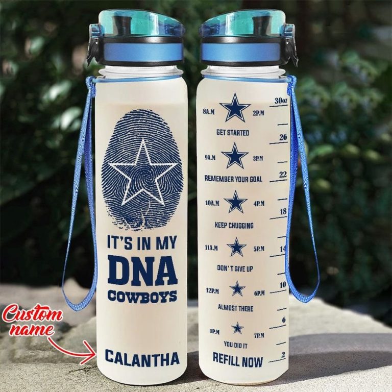 Custom Dallas Cowboys in My DNA Water Tracker Bottle