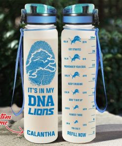 Custom Detroit Lions in My DNA Water Tracker Bottle Custom Detroit Lions in My DNA Water Tracker Bottle