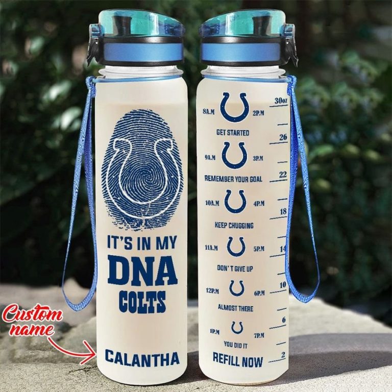 Custom Indianapolis Colts in My DNA Water Tracker Bottle