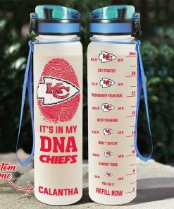 Custom Kansas City Chiefs in My DNA Water Tracker Bottle Custom Kansas City Chiefs in My DNA Water Tracker Bottle