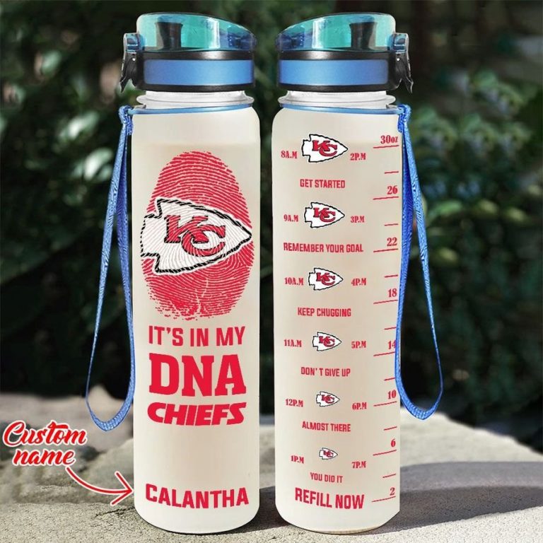Custom Kansas City Chiefs in My DNA Water Tracker Bottle