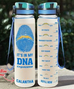 Custom Los Angeles Chargers in My DNA Water Tracker Bottle