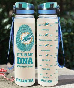 Custom Miami Dolphins in My DNA Water Tracker Bottle Custom Miami Dolphins in My DNA Water Tracker Bottle