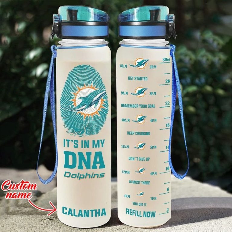 Custom Miami Dolphins in My DNA Water Tracker Bottle