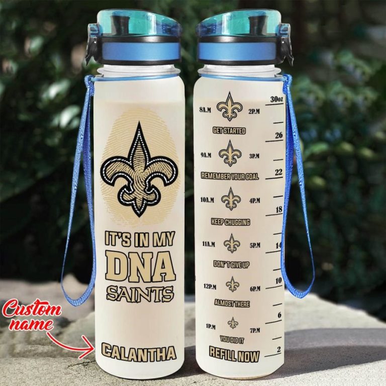 Custom New Orleans Saints in My DNA Water Tracker Bottle