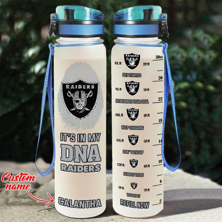 Custom Oakland Raiders in My DNA Water Tracker Bottle
