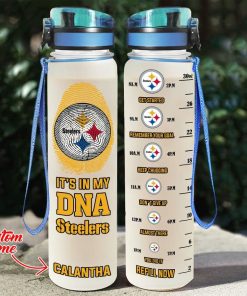 Custom Pittsburgh Steelers in My DNA Water Tracker Bottle Custom Pittsburgh Steelers in My DNA Water Tracker Bottle