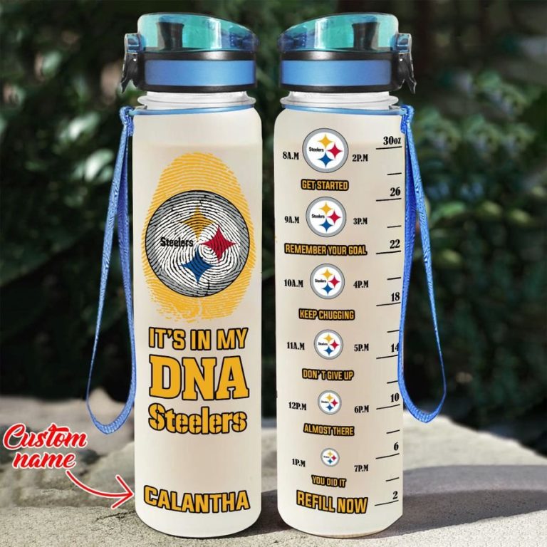 Custom Pittsburgh Steelers in My DNA Water Tracker Bottle