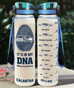 Custom Seattle Seahawks in My DNA Water Tracker Bottle