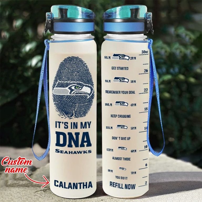Custom Seattle Seahawks in My DNA Water Tracker Bottle