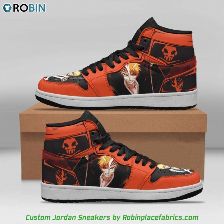 Ichigo Bankai Shoes, Bleach Anime Custom Jordan Sneakers Boot