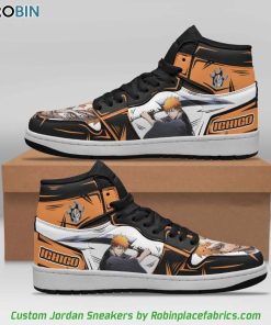 Ichigo Kurosaki Jordan 1 Sneakers, Bleach Anime Shoes Ichigo Kurosaki Jordan 1 Sneakers, Bleach Anime Shoes