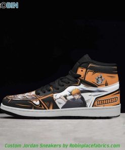 Ichigo Kurosaki Jordan 1 Sneakers, Bleach Anime Shoes Ichigo Kurosaki Jordan 1 Sneakers, Bleach Anime Shoes