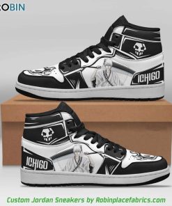 Ichigo Zangetsu Jordan 1 High Sneakers, Bleach Custom Shoes