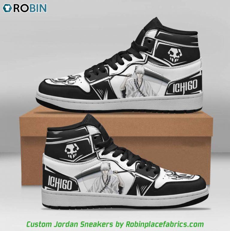 Ichigo Zangetsu Jordan 1 High Sneakers, Bleach Custom Shoes