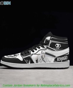 Ichigo Zangetsu Jordan 1 High Sneakers, Bleach Custom Shoes Ichigo Zangetsu Jordan 1 High Sneakers, Bleach Custom Shoes
