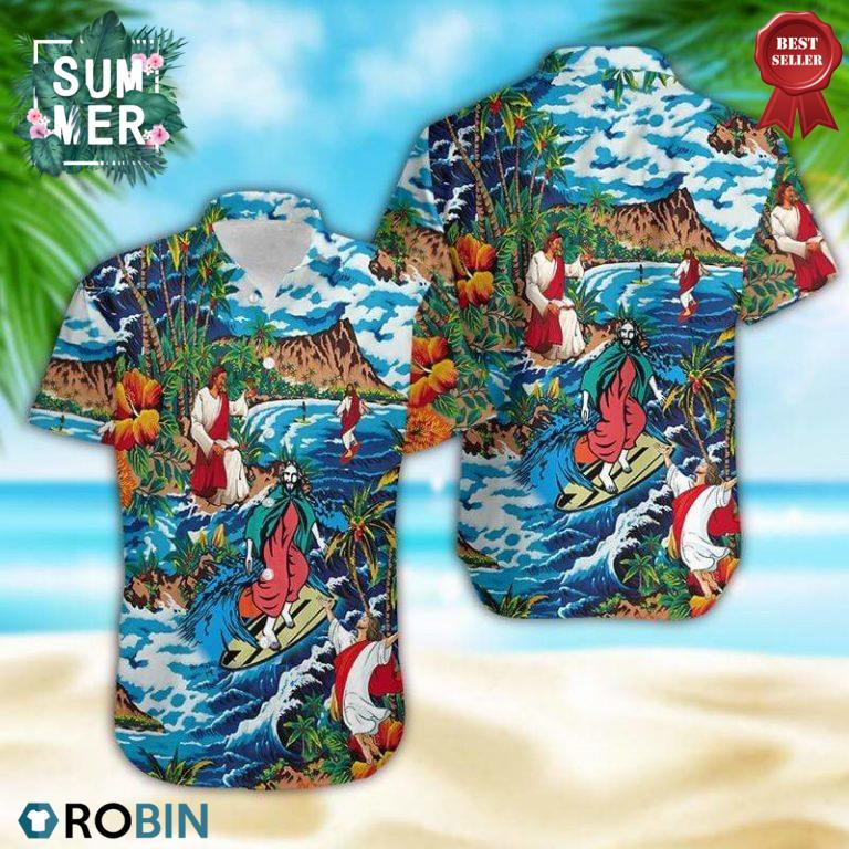 Jesus Surfing Hawaiian Shirt, Aloha Shirt