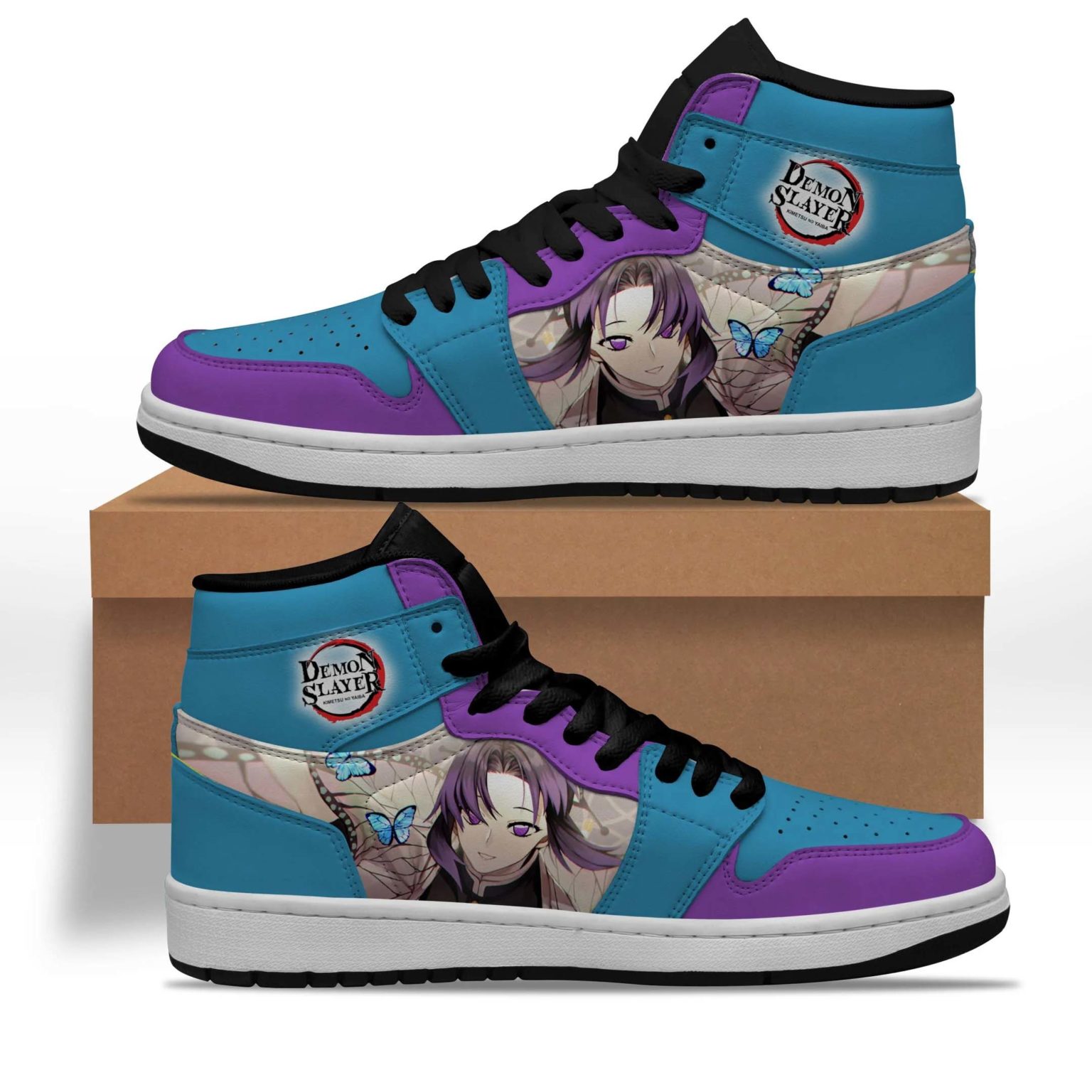 Kochou Shinobu Jordan Sneakers Boot, Kimesu no Yaiba Manga Custom Shoes ...