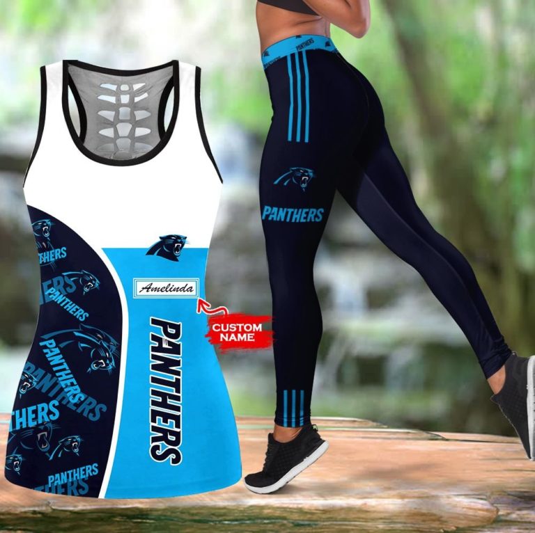 NFL Carolina Panthers Leggings and Hollow Tank Top