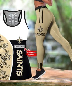 NFL New Orleans Saints Leggings and Hollow Tank Top NFL New Orleans Saints Leggings and Hollow Tank Top