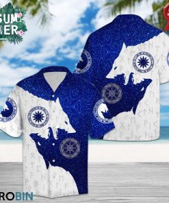 Viking Skoll and Hati Button-up T-Shirt, Aloha Shirt