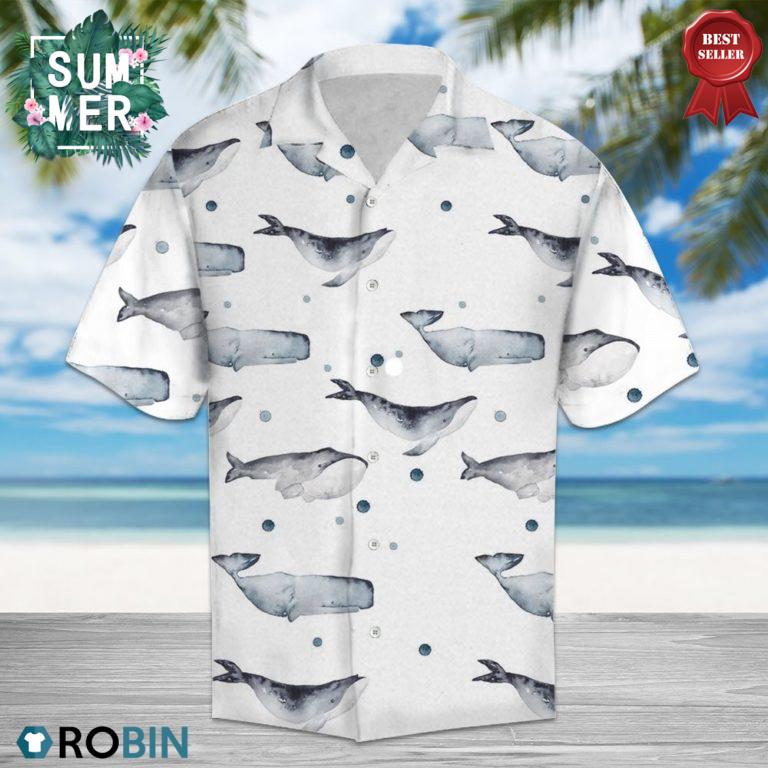 Whale Button-up T-shirt, Aloha Shirt