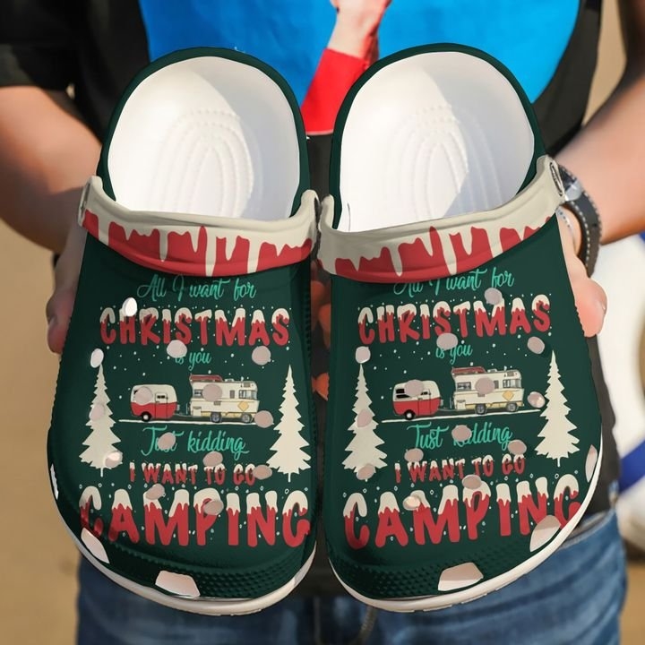 All I Want For Christmas Is Camping Crocs Clog Shoes RobinPlaceFabrics