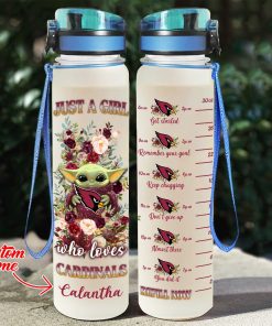 Baby Yoda Hug Arizona Cardinals Water Tracker Bottle
